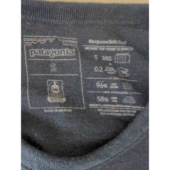 Patagonia navy logo long sleeve shirt tee unisex sm - Picture 5 of 5
